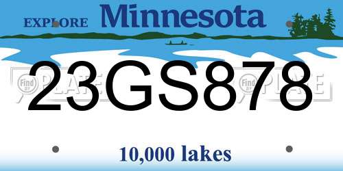 23GS878 Minnesota License Plate