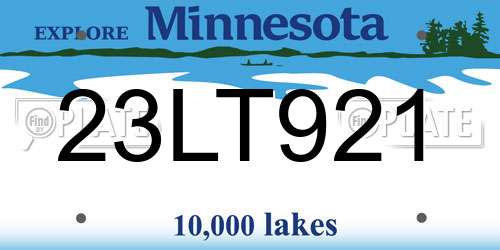 23LT921 Minnesota License Plate
