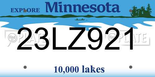 23LZ921 Minnesota License Plate