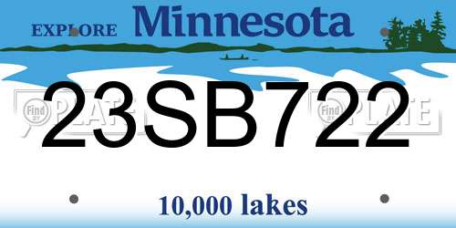 23SB722 Minnesota License Plate