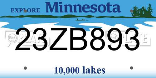 23ZB893 Minnesota License Plate