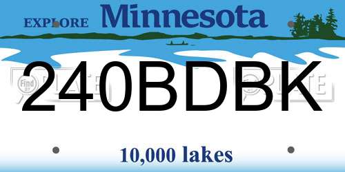 240BDBK Minnesota License Plate