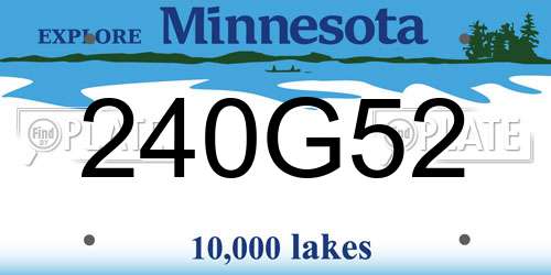 240G52 Minnesota License Plate