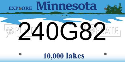 240G82 Minnesota License Plate