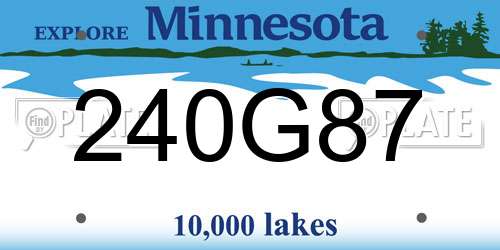 240G87 Minnesota License Plate