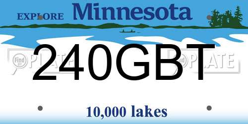 240GBT Minnesota License Plate