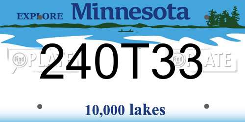240T33 Minnesota License Plate