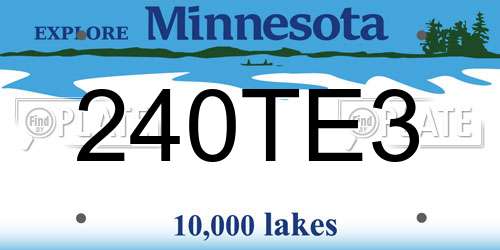 240TE3 Minnesota License Plate