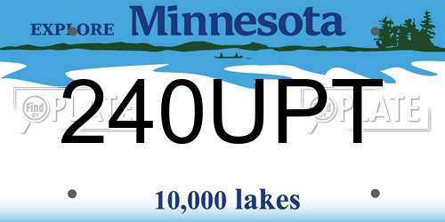 240UPT Minnesota License Plate