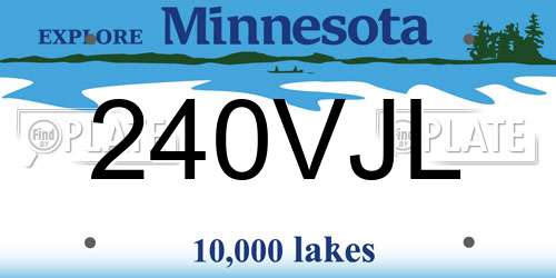 240VJL Minnesota License Plate