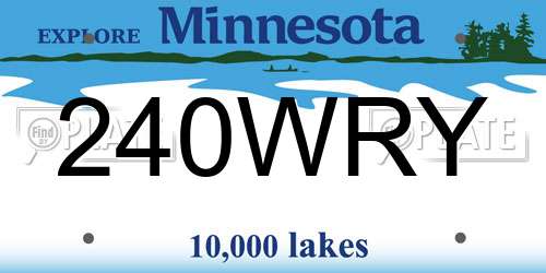 240WRY Minnesota License Plate