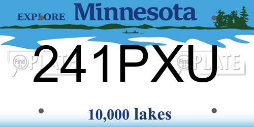 241PXU Minnesota License Plate