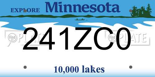 241ZC0 Minnesota License Plate