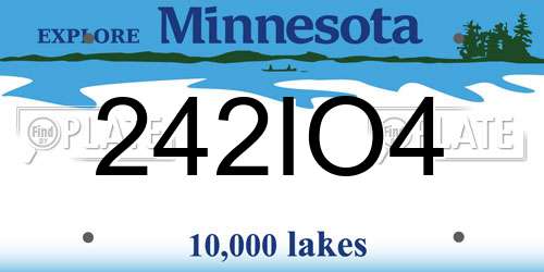 242IO4 Minnesota License Plate