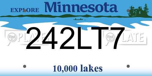 242LT7 Minnesota License Plate