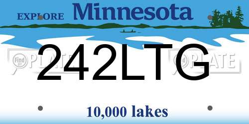 242LTG Minnesota License Plate