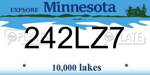 242LZ7 Minnesota License Plate