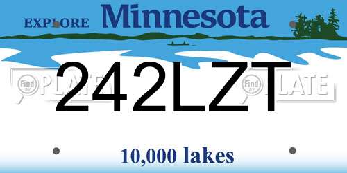 242LZT Minnesota License Plate