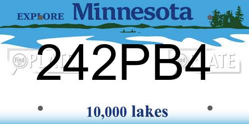 242PB4 Minnesota License Plate
