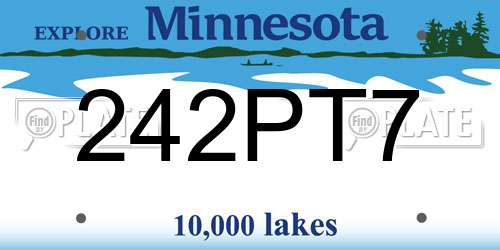 242PT7 Minnesota License Plate