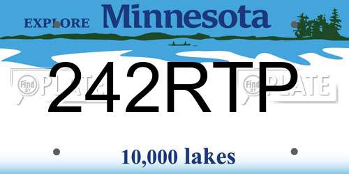 242RTP Minnesota License Plate