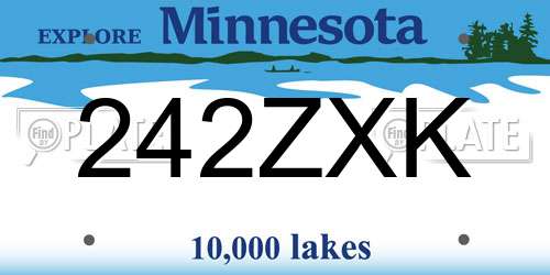 242ZXK Minnesota License Plate