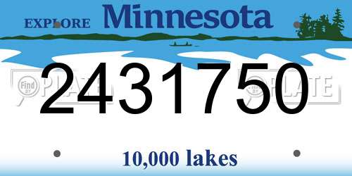 2431750 Minnesota License Plate