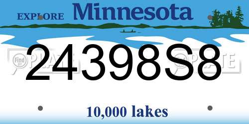 24398S8 Minnesota License Plate
