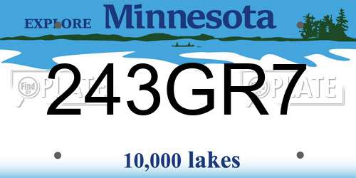 243GR7 Minnesota License Plate