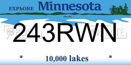 243RWN Minnesota License Plate