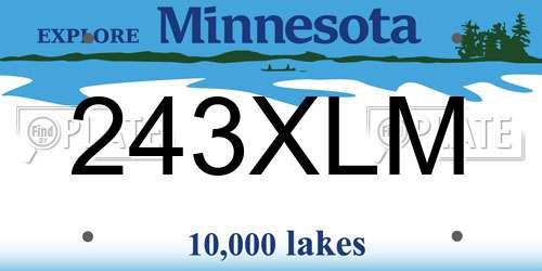 243XLM Minnesota License Plate