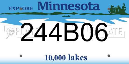 244B06 Minnesota License Plate
