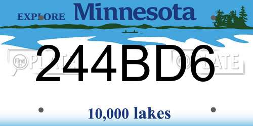 244BD6 Minnesota License Plate