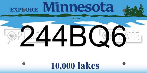 244BQ6 Minnesota License Plate