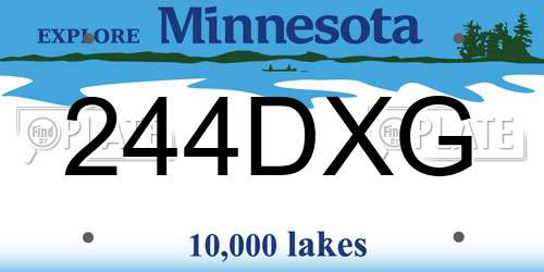 244DXG Minnesota License Plate