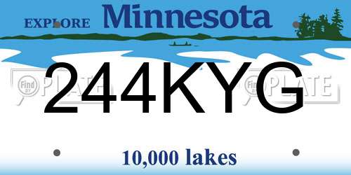 244KYG Minnesota License Plate