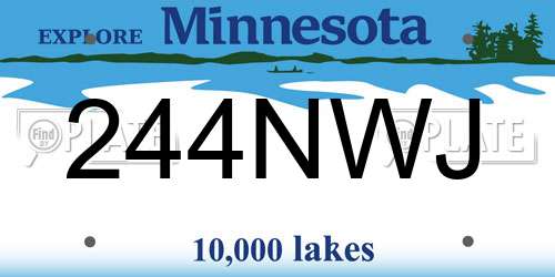 244NWJ Minnesota License Plate