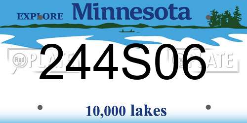 244S06 Minnesota License Plate