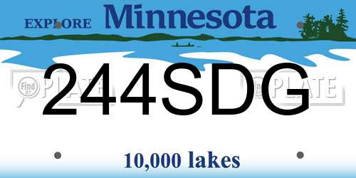 244SDG Minnesota License Plate