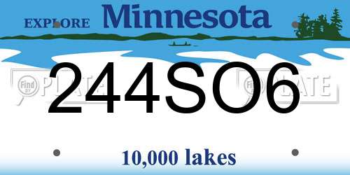 244SO6 Minnesota License Plate