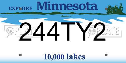 244TY2 Minnesota License Plate