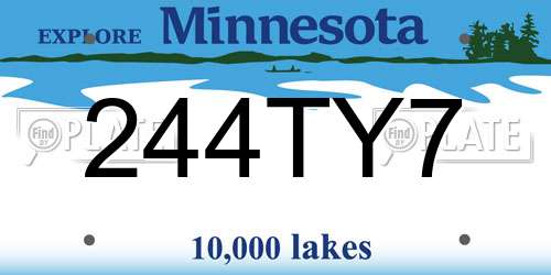 244TY7 Minnesota License Plate