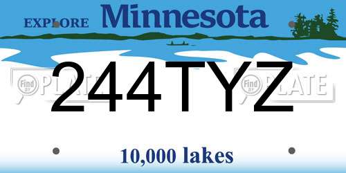 244TYZ Minnesota License Plate