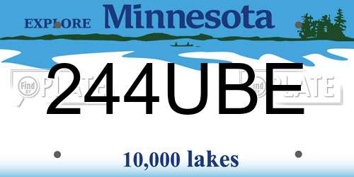 244UBE Minnesota License Plate