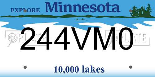 244VM0 Minnesota License Plate