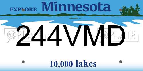 244VMD Minnesota License Plate