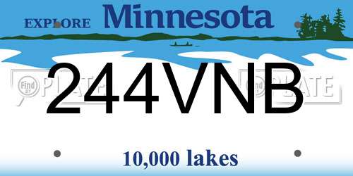 244VNB Minnesota License Plate
