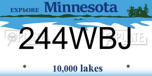 244WBJ Minnesota License Plate