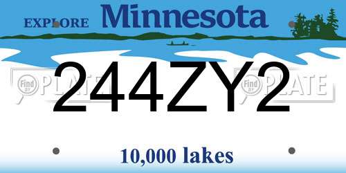 244ZY2 Minnesota License Plate