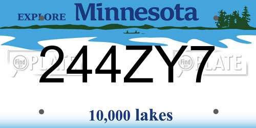 244ZY7 Minnesota License Plate